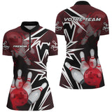 Maillot Bowling Personnalisé Homme & Femme – Design Dynamique Rouge, Bleu ou Violet - A05092415 - polo femme rouge