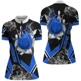 Maillot de Bowling Personnalisé Homme & Femme – Nom & Équipe – Plusieurs Couleurs - A05092418 - polo femme bleu