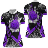 Maillot de Bowling Personnalisé Homme & Femme – Nom & Équipe – Plusieurs Couleurs - A05092418 - polo femme violet 