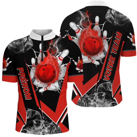 Maillot de Bowling Personnalisé Homme & Femme – Nom & Équipe – Plusieurs Couleurs - A05092418 - polo homme rouge