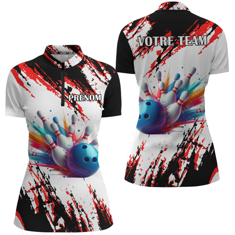 Maillot de bowling personnalisé homme/femme – Design impact visuel & nom d'équipe - A05092419 - polo femme