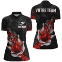 Maillot de Bowling Personnalisé Flamme – Homme & Femme – Rouge, Bleu ou Violet – Prénom & Nom d’Équipe - A05092421 - polo femme rouge