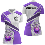 Maillot Bowling Personnalisé Homme & Femme – Rouge, Bleu, Violet - A05092423 - polo femme violet