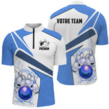Maillot Bowling Personnalisé Homme & Femme – Rouge, Bleu, Violet - A05092423 - polo homme bleu