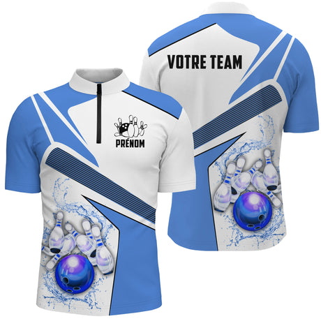 Maillot Bowling Personnalisé Homme & Femme – Rouge, Bleu, Violet - A05092423 - polo homme bleu
