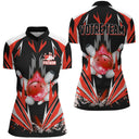 Maillot de Bowling Personnalisé - Homme & Femme - Votre Prénom & Équipe - Rouge, Bleu ou Violet - A05092424 - polo femme rouge