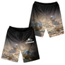 Short all-over pétanque cyan et noir assorti au polo avec design boules pour bouliste