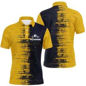 Polo pétanque Femme jaune et noir avec signature Pétanque cardio-line et prénom personnalisé