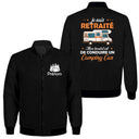 Veste zippée retraité camping-car noire avec slogan Je suis retraité conduire camping-car