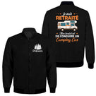 Veste zippée retraité camping-car noire avec slogan Je suis retraité conduire camping-car