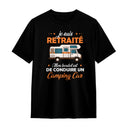 T-shirt retraité camping-car noir avec slogan Mon boulot conduire camping-car typographie orange