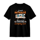 T-shirt retraité camping-car noir avec slogan Mon boulot conduire camping-car typographie orange