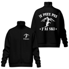 Veste col montant ski noire avec slogan Je peux pas j'ai ski typographie blanche montagne
