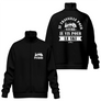 Veste col montant passion ski noire slogan Je travaille pour vivre je vis pour le ski blanc