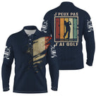 Polo golf manches longues coloris alternatif, slogan golf et silhouette swing