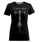 T-shirt cyclisme noir unisexe avec vélo de course gris et slogan I am the engine