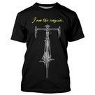 T-shirt cyclisme noir unisexe avec vélo de course gris et slogan I am the engine