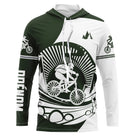 T-shirt unisexe vert et blanc avec cycliste BMX/VTT dynamique