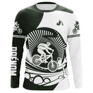 T-shirt variante vert et blanc avec cycliste BMX/VTT dynamique