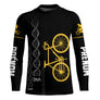 T-shirt cyclisme noir all-over homme avec vélo jaune et motif ADN DNA cycliste, prénom personnalisé