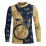 T-shirt cyclisme rétro vintage all-over unisexe avec vélo doré et carte du monde ancienne style rétro