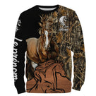 Hoodie cheval Mustang all-over camouflage forêt motif cheval Mustang sauvage cavalier prénom personnalisé monture