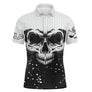 Polo golf homme manches courtes design crâne noir et blanc, marquage prénom personnalisable
