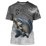 Sweat à capuche all-over pêche carpe humour, fond gris ardoise avec carpe miroir et hameçons, vêtement chaud carpiste