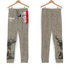 Pantalon all-over pétanque tricolore beige design France joueur silhouette et logo amicale