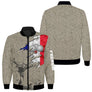 Veste zippée pétanque tricolore beige design drapeau France boules et silhouette bouliste