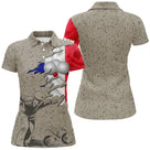 Polo pétanque Homme beige avec drapeau France déchiré boules métalliques et bouliste lancer