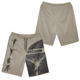 Short all-over pétanque kaki sable avec silhouettes de joueurs en lancer et prénom personnalisé