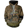 Sweat à capuche zippé all-over pêche brochet camouflage roseau motif carnassier