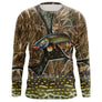 T-shirt all-over pêche brochet camouflage roseau motif carnassier vert tacheté photoréaliste