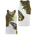 Sweat capuche pêche brochet all-over camouflage marais vert brun motif brochet vert pêcheur prénom personnalisé