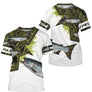 T-shirt manches longues pêche saumon all-over camouflage roseaux motif saumon argenté prénom personnalisé moucheur