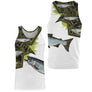 T-shirt pêche saumon camouflage roseaux motif saumon bleuté all-over prénom personnalisé pêcheur gave printanier