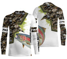 Hoodie pêche truite all-over camouflage marais motif truite arc-en-ciel argentée pêcheur prénom personnalisé moucheur