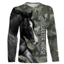Sweat zippé cheval Quarter Horse all-over camouflage forêt motif Quarter Horse noir cavalier race américaine