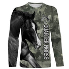 Sweat zippé cheval Quarter Horse all-over camouflage forêt motif Quarter Horse noir cavalier race américaine