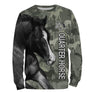 Sweat cavalier Quarter Horse all-over camouflage vert motif cheval Quarter Horse race américaine reining cutting