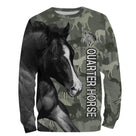 Sweat cavalier Quarter Horse all-over camouflage vert motif cheval Quarter Horse race américaine reining cutting