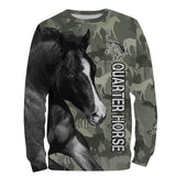 Sweat cavalier Quarter Horse all-over camouflage vert motif cheval Quarter Horse race américaine reining cutting