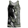 Hoodie cheval Quarter Horse all-over camouflage forêt vert motif Quarter Horse noir gros plan cavalier reining