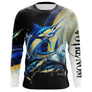 Maillot UV manches longues pêche marlin leurre traîne noir océan prénom personnalisé