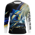 Maillot UV manches longues pêche marlin leurre traîne noir océan prénom personnalisé