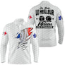 Polo pétanque blanc variante design drapeau français déchiré silhouette joueur lancer sportif
