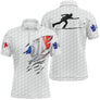 Polo pétanque blanc texture golf-ball drapeau français déchiré silhouette joueur lancer séchage rapide tricolore
