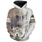 Sweat à capuche chasse sanglier passion camouflage marron, marquage prénom pour chasseur grand gibier