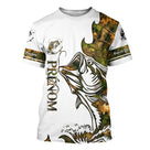 Sweat à capuche pêche bar tatouage blanc camouflage, marquage prénom pour pêcheur loup au leurre